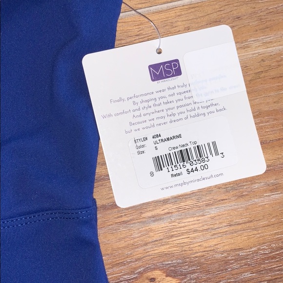 Miraclesuit Crew Neck Workout Tee Blue Small NWT - Picture 5 of 14